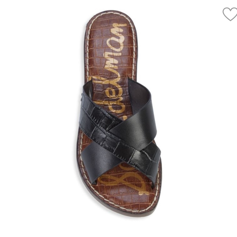 SAM EDELMAN Gillian Crocodile-Embossed Leather Slide Sandals Sz 6